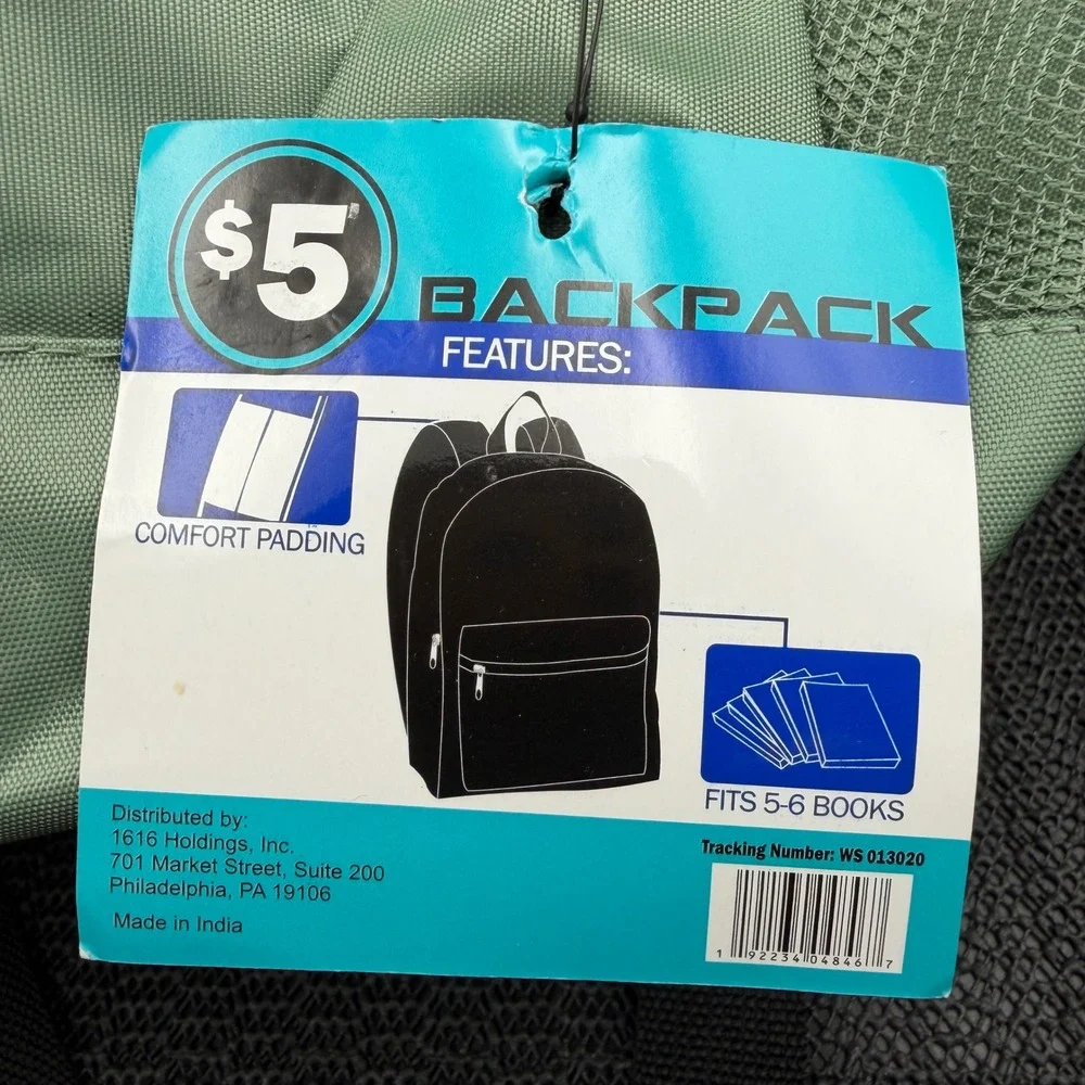 Metropack Backpack Sage Green Navy Blue School Travel Bag Bungee Front New Tag